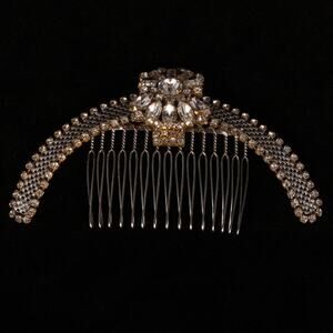 PARIS by DEBRA MORELAND White Diamonds Crystal Gold Bridal Hair Comb Headpiece